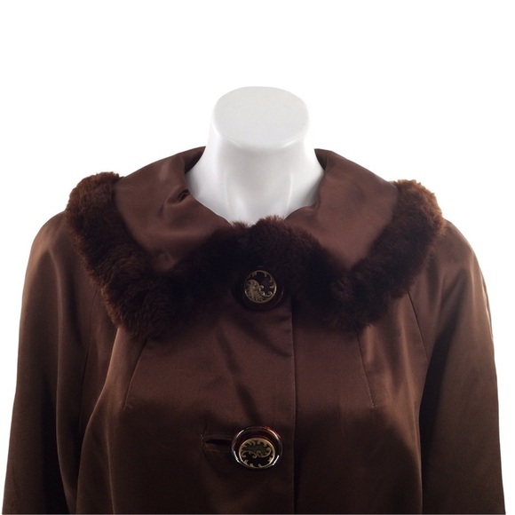 Vintage 1920s Art Deco Fur and Silk chocolate Brown Coat - Picture 10 of 16